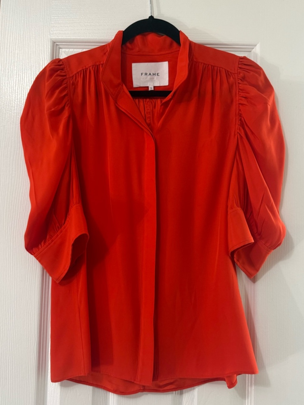 FRAME Red Orange Silk Gillian Blouse XS - Picture 4 of 6